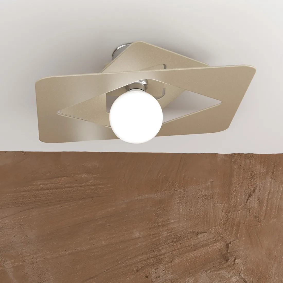 Plafoniera TP-WACKY E27 LED 45x45 metallo bianco grigio sabbia lampada soffitto ultramoderna quadrata interno