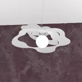 Suspension TP-RIPPLES 1158 S50 E27 LED lustre métal blanc gris sable ultra-moderne avec fleur ondulée à l'intérieur