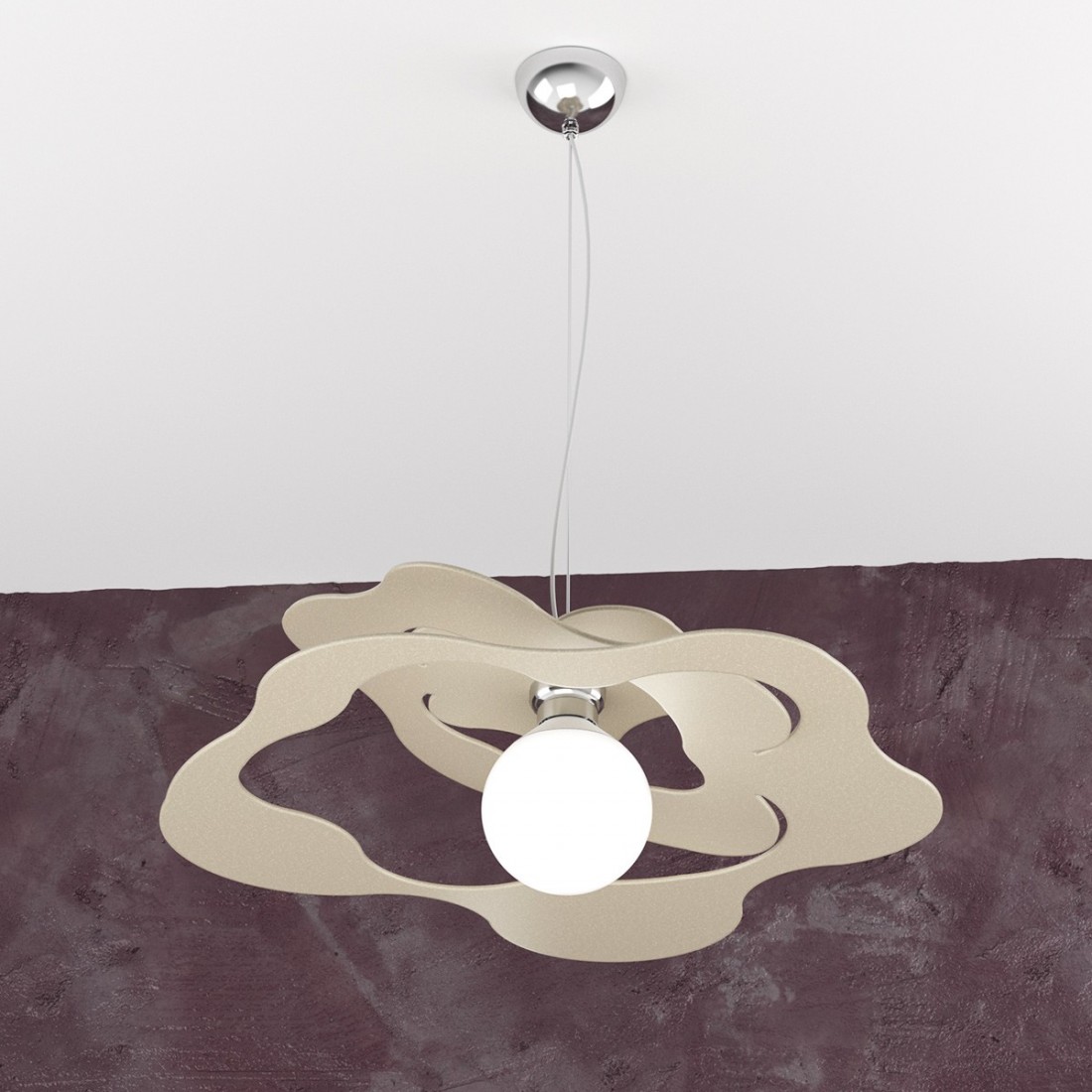 Suspension TP-RIPPLES 1158 S50 E27 LED lustre métal blanc gris sable ultra-moderne avec fleur ondulée à l'intérieur