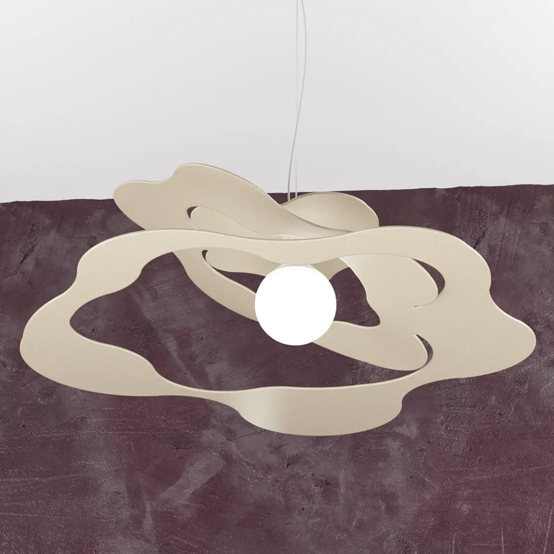 Suspension TP-RIPPLES 1158 S70 E27 LED lustre métal blanc gris sable ultra-moderne avec fleur ondulée à l'intérieur