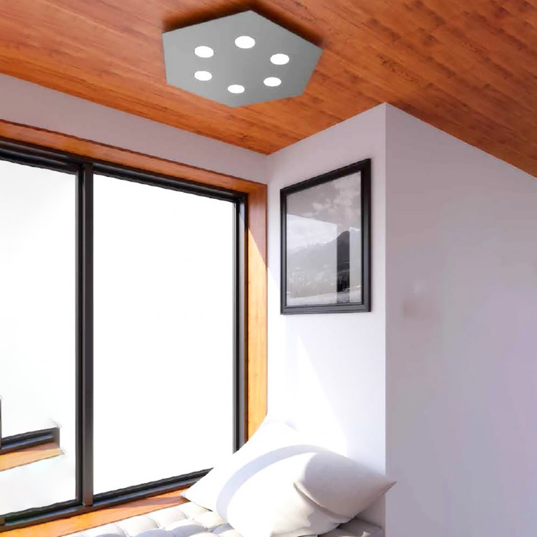 Plafoniera TP-HEXAGON 1142 PG GX53 LED metallo esagonale lampada parete soffitto moderna interno