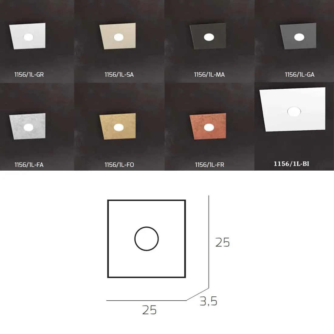 Applique TP-ECCENTRIQUE 1156 1L GX53 LED métal carré lampe plafond mural intérieur moderne