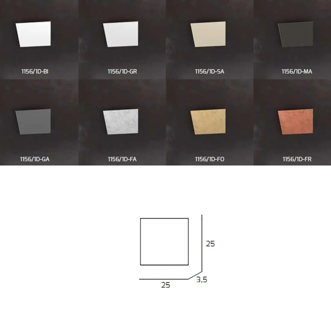 Applique TP-ECCENTRIC 1156 1D componente decorativo quadrato metallo verniciato parete soffitto moderna interno