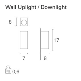 Applique PN-MARK LED GU10 LED 5W IP65 alluminio grigio esterno biemissione lampada parete moderna