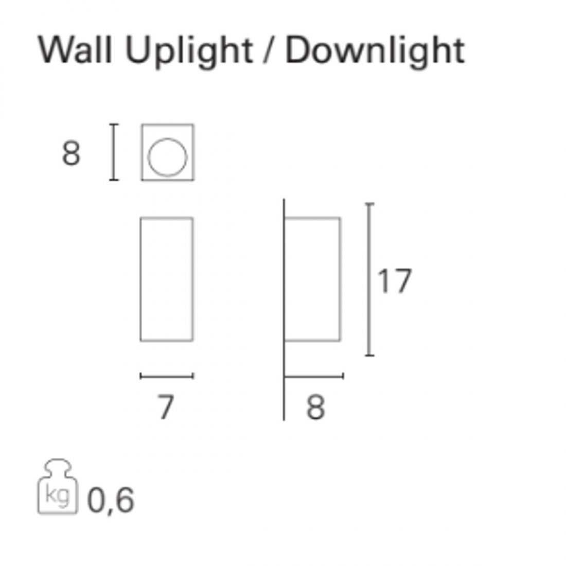 Applique PN-MARK LED GU10 LED 5W IP65 alluminio grigio esterno biemissione lampada parete moderna