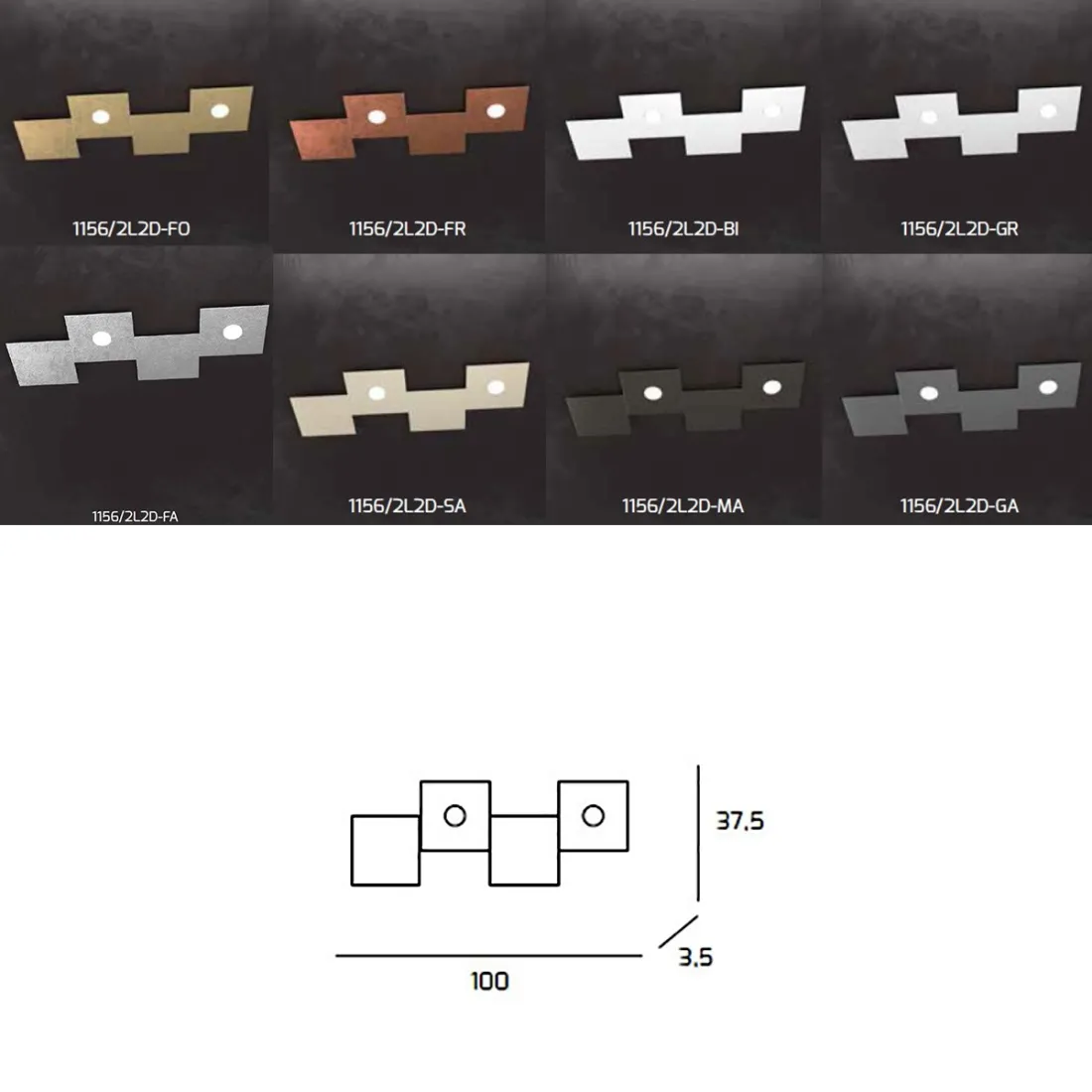 Plafonnier TP-ECCENTRIC 1156 2L2D GX53 LED lampe carrée en métal plafond mural décoratif intérieur moderne