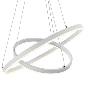 Lustre PN-CROSS 74W LED 5088LM 3000 ° K suspension en aluminium blanc anneaux réglables intérieur moderne