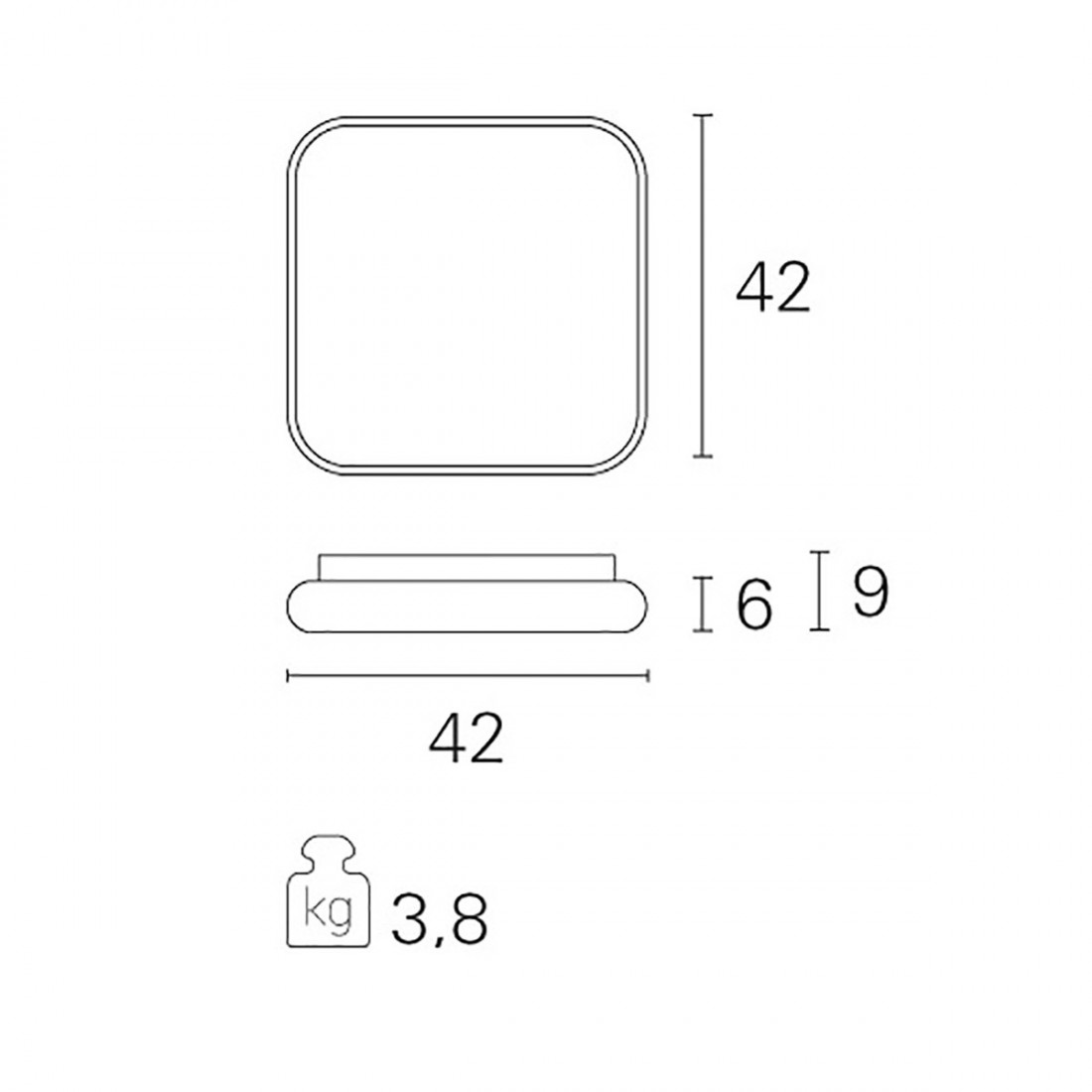 Plafoniera PN-DAMA 38W LED 2490LM 3000°K 42x42 alluminio bianco nero opaco lampada soffitto quadrata interno