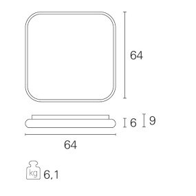 Plafoniera PN-DAMA 62W LED 4240LM 3000°K 64x64 alluminio bianco nero opaco lampada soffitto quadrata interno