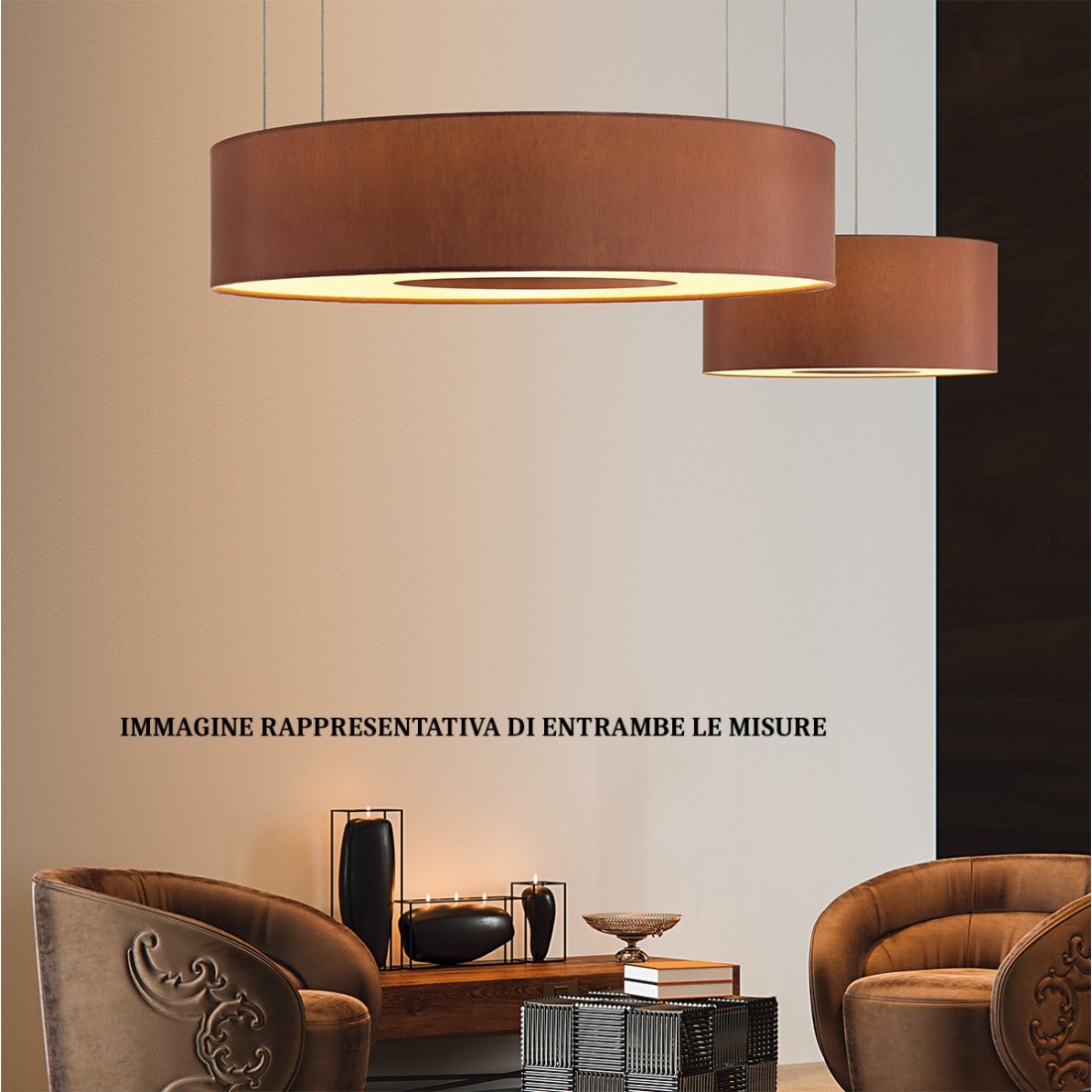 PN-SATURNO E27 LED 75cm lustre faux cuir tissu suspension cylindre moderne multi-lumière cap à l'intérieur