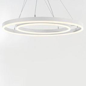 PN-CROSS Lustre 104W LED 7630LM 3000 ° K suspension en aluminium blanc anneaux réglables intérieur moderne