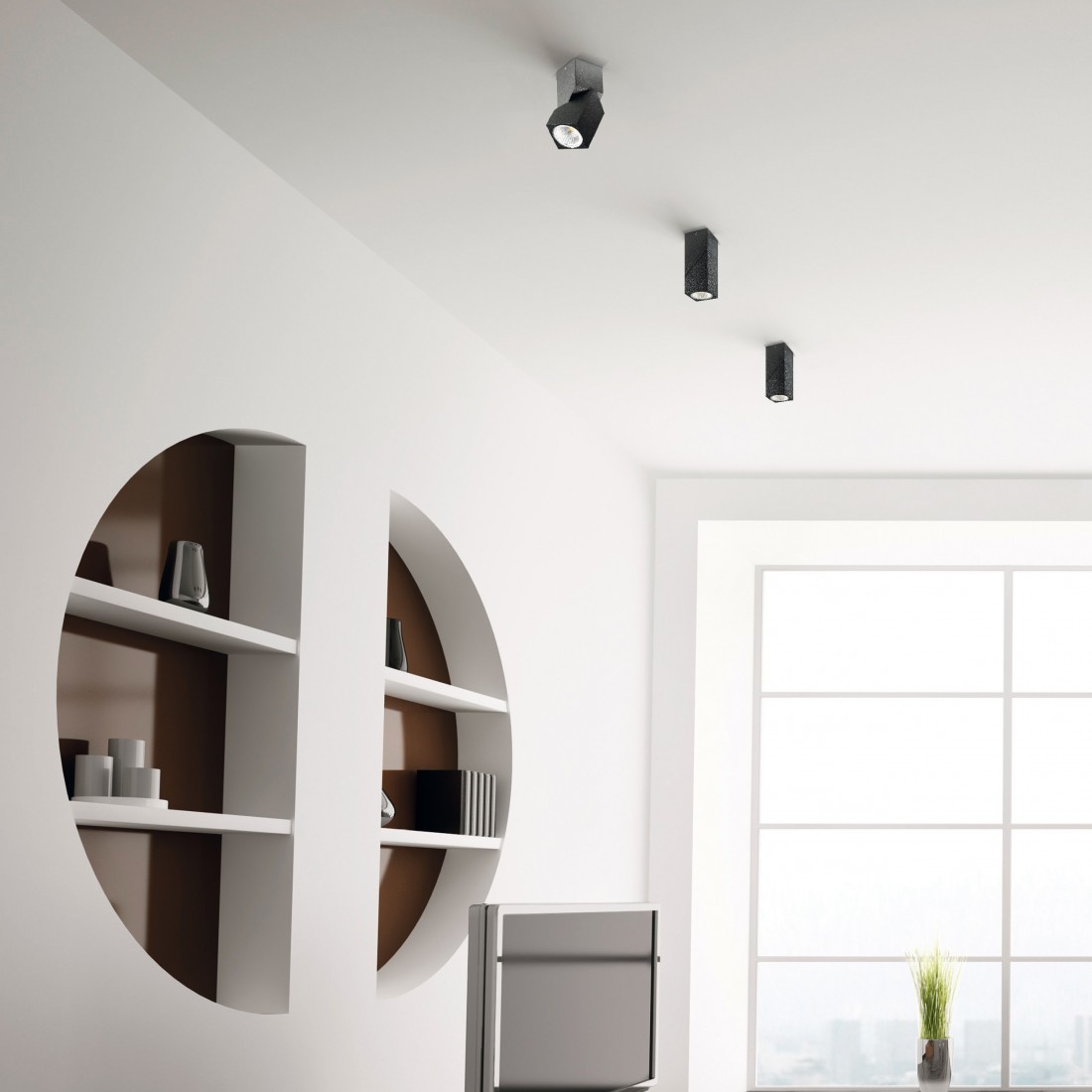 Spot PN-DIPPY 7W LED 600LM 3000°K IP40 alluminio nero bianco opaco orientabile faretto parete soffitto interno esterno