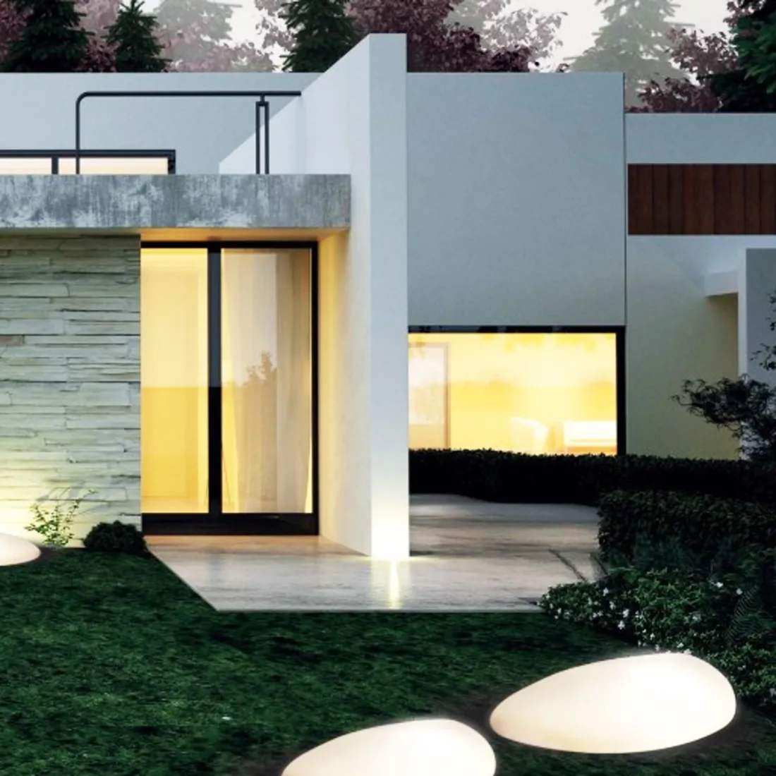 Lampadaire PN-STONE EST510 EST511 E27 15W extérieur thermoplastique moderne IP65