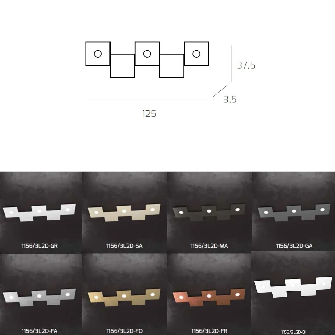 Plafoniera TP-ECCENTRIC 1156 3L2D GX53 LED metallo quadrato lampada parete soffitto decorativa moderna interno