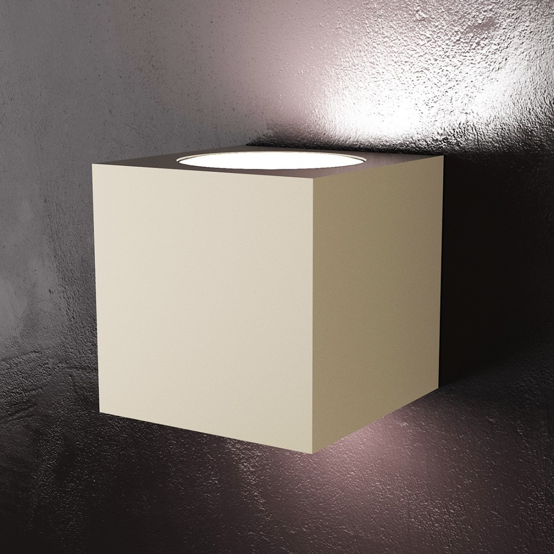 Applique TP-AREA 1127 AG 18W Gx53 LED 10x10 cube métal blanc gris sable biemission lampe murale carrée moderne