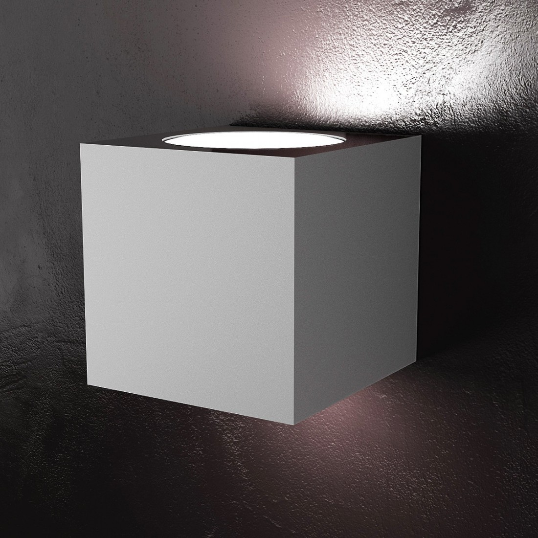 Applique TP-AREA 1127 AG 18W Gx53 LED 10x10 cube métal blanc gris sable biemission lampe murale carrée moderne