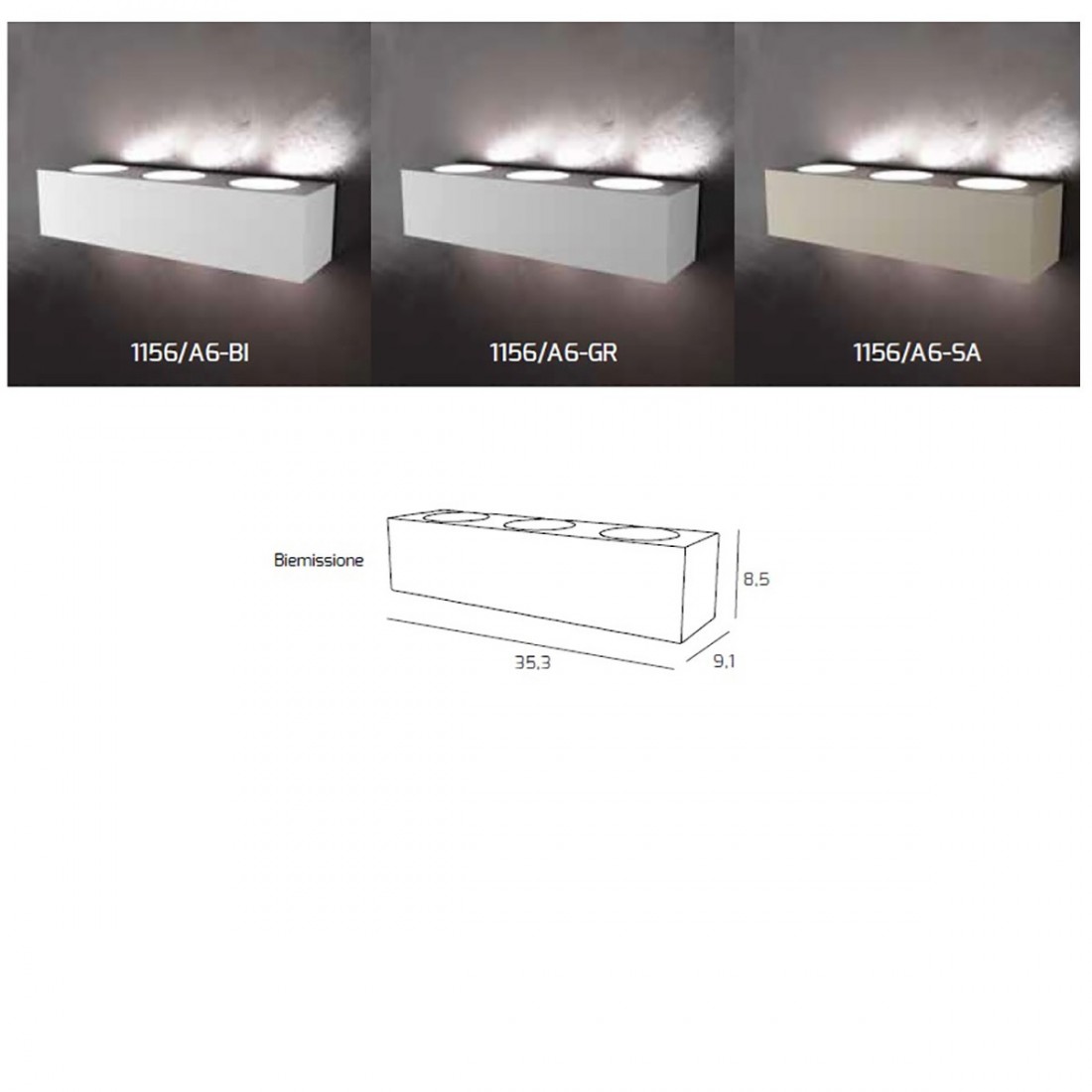 Applique TP-ECCENTRIC 1156 A6 35.3CM GX53 LED metallo verniciato biemissione lampada parete rettangolare moderna interno