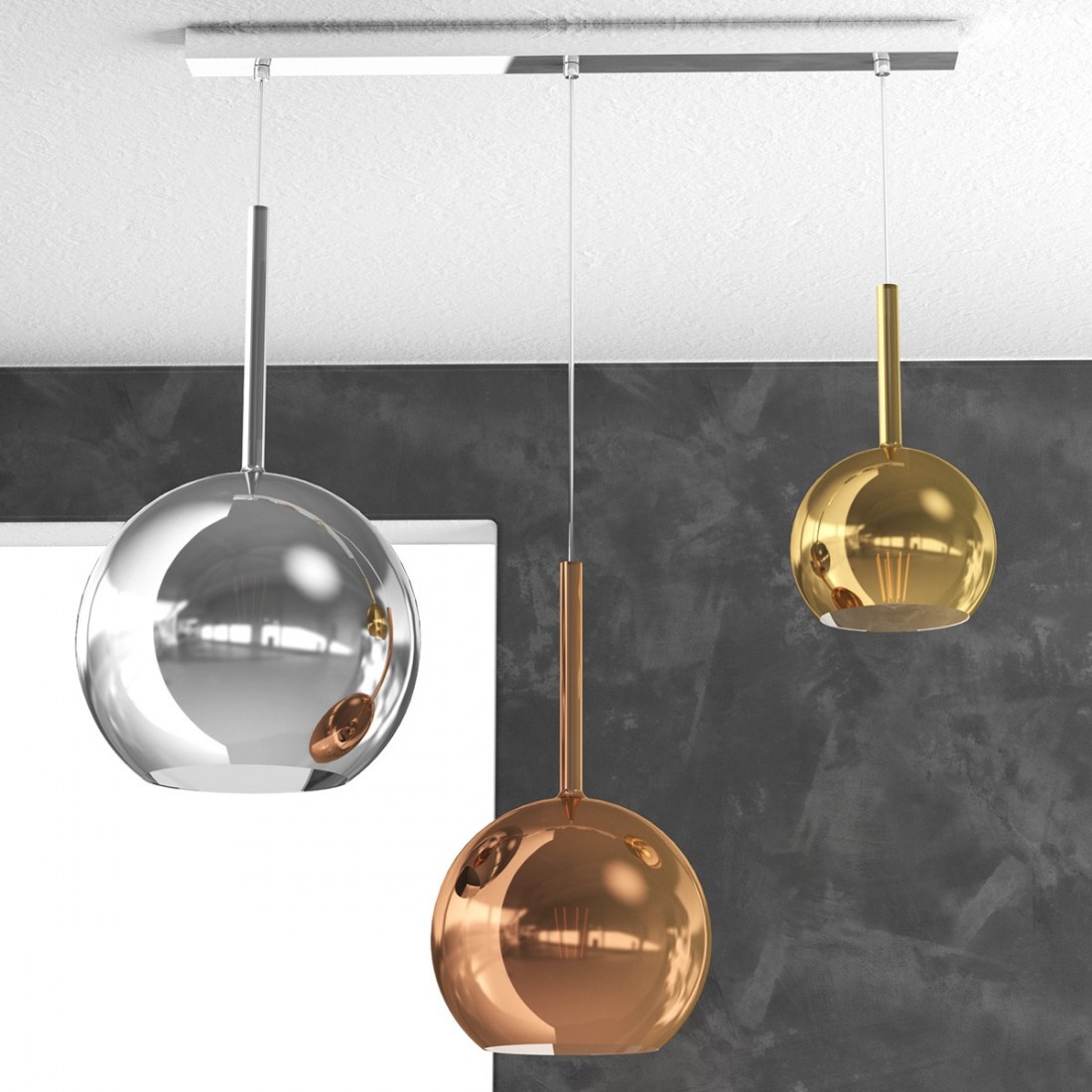 Lustre TP-FUTURE S3 RMIX MC E27 Barre LED rectangulaire plafond en verre pyrex soufflé ampoule colorée abaissée moderne classiqu