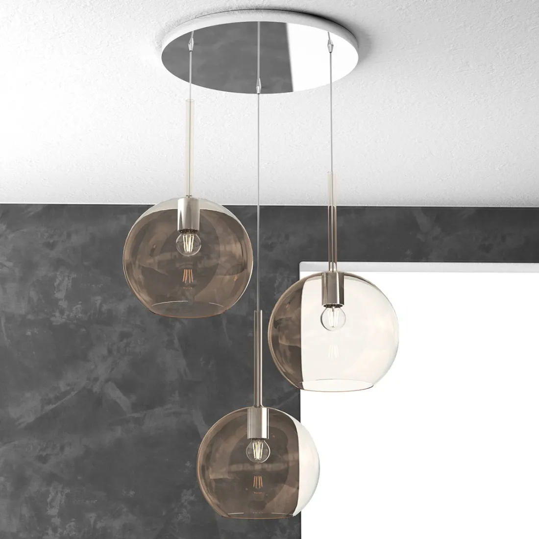 Lustre TP-FUTURE S3 TG E27 LED 20CM ampoule verre pyrex soufflé coloré abaissé plaque moderne classique multiluce