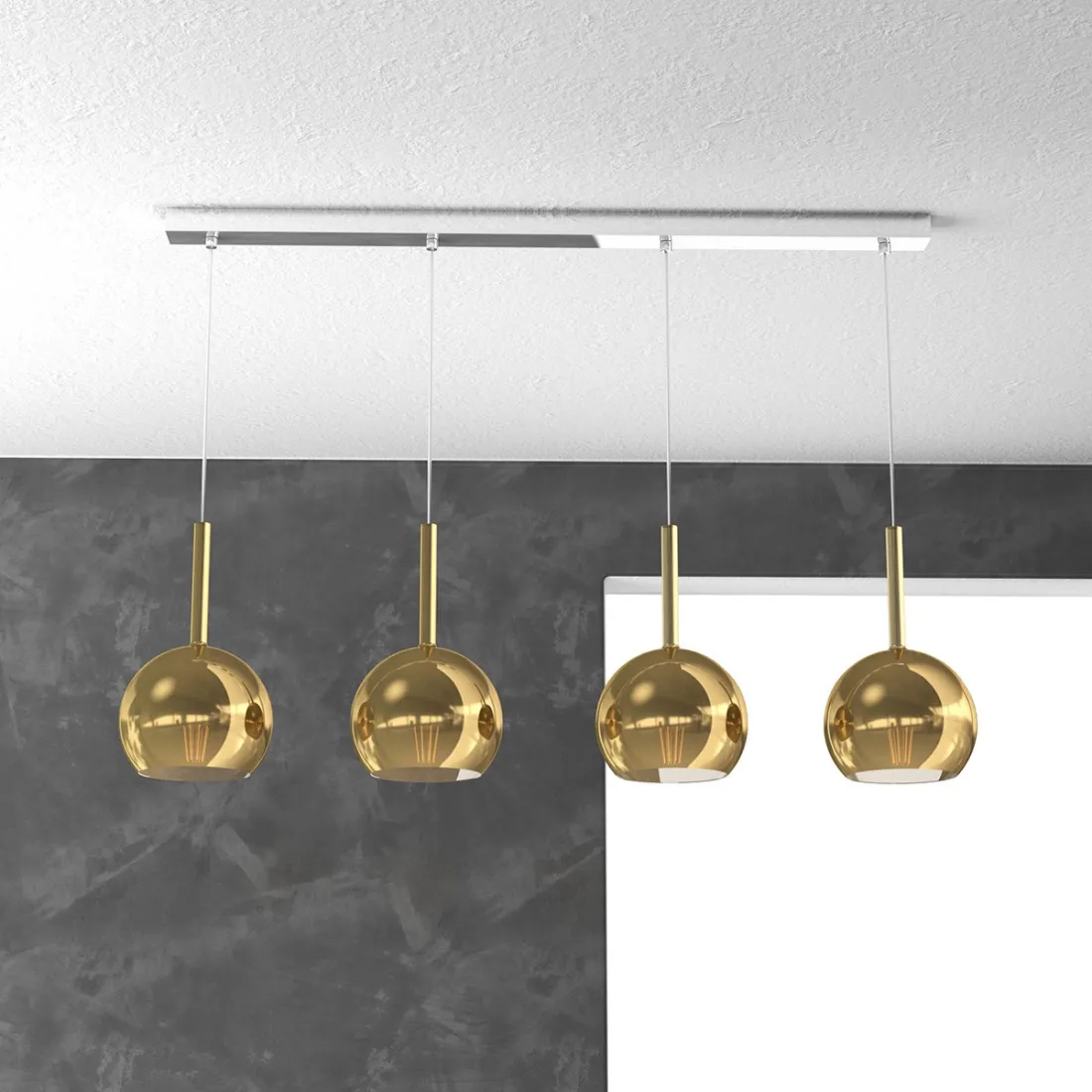 Lampadario TP-FUTURE S4 RP E27 LED vetro pirex soffiato colorato ampolla calate barra moderno classico multiluce