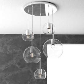 Lampadario TP-FUTURE S5 TMIX E27 LED vetro pirex soffiato colorato ampolla calate piastra moderno classico multiluce