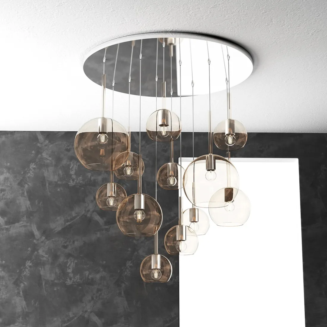 Lustre TP-FUTURE S12 TMIX E27 Ampoule en verre pyrex soufflé coloré à LED abaissée plaque moderne classique multiluce