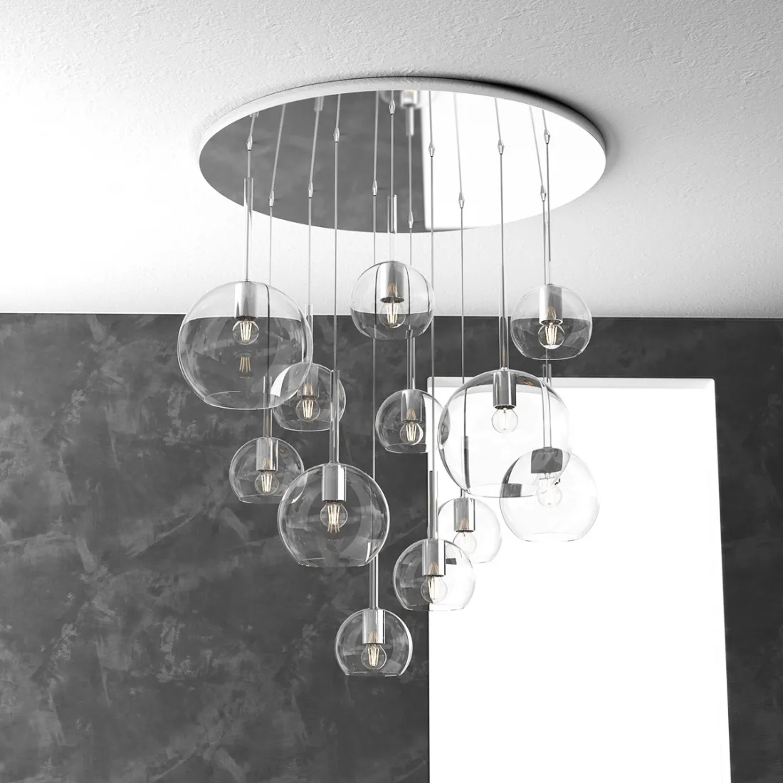 Lampadario TP-FUTURE S12 TMIX E27 LED vetro pirex soffiato colorato ampolla calate piastra moderno classico multiluce