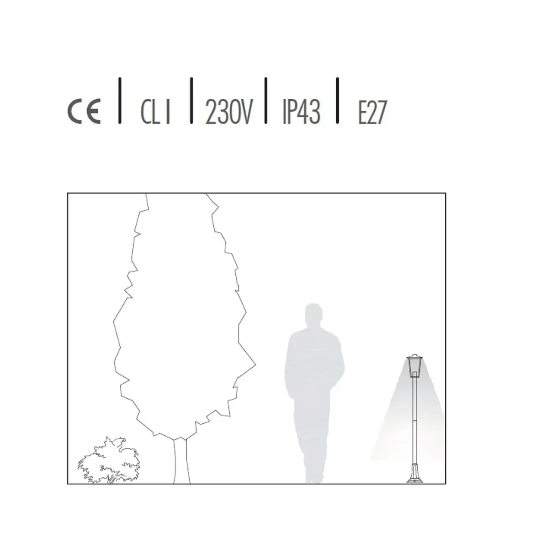 Lampioncino LV-NOTORIUS E27 LED IP43 140CM lanterna classica alluminio lampada terra bianco oro riggine esterno