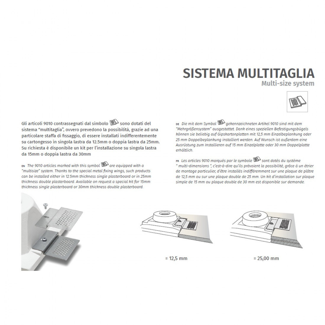 Applique incasso BF-2371A 35 GU10 gesso parete scomparsa cartongesso muratura modulo interno