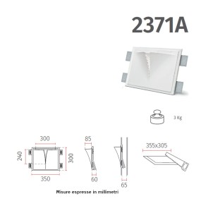 Applique incasso BF-2371A 3008 LED 13W gesso parete scomparsa cartongesso muratura modulo interno IP20