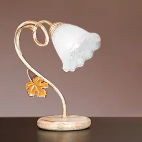 Abat-jour DP-AIDA L E14 LED metallo avorio ruggine vetro fiore lampada tavolo classica floreale interno