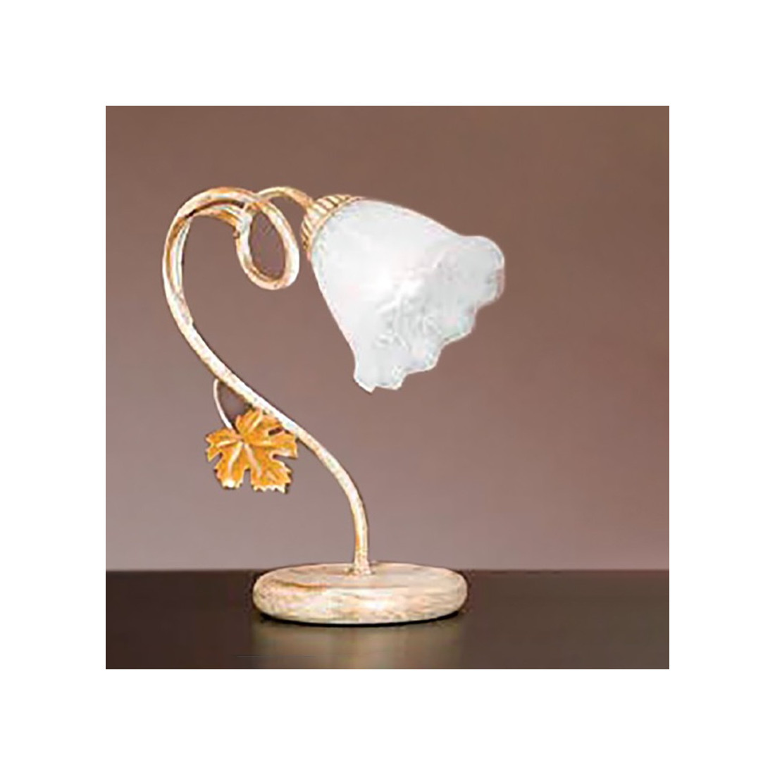 Abat-jour DP-AIDA L E14 LED metallo avorio ruggine vetro fiore lampada tavolo classica floreale interno