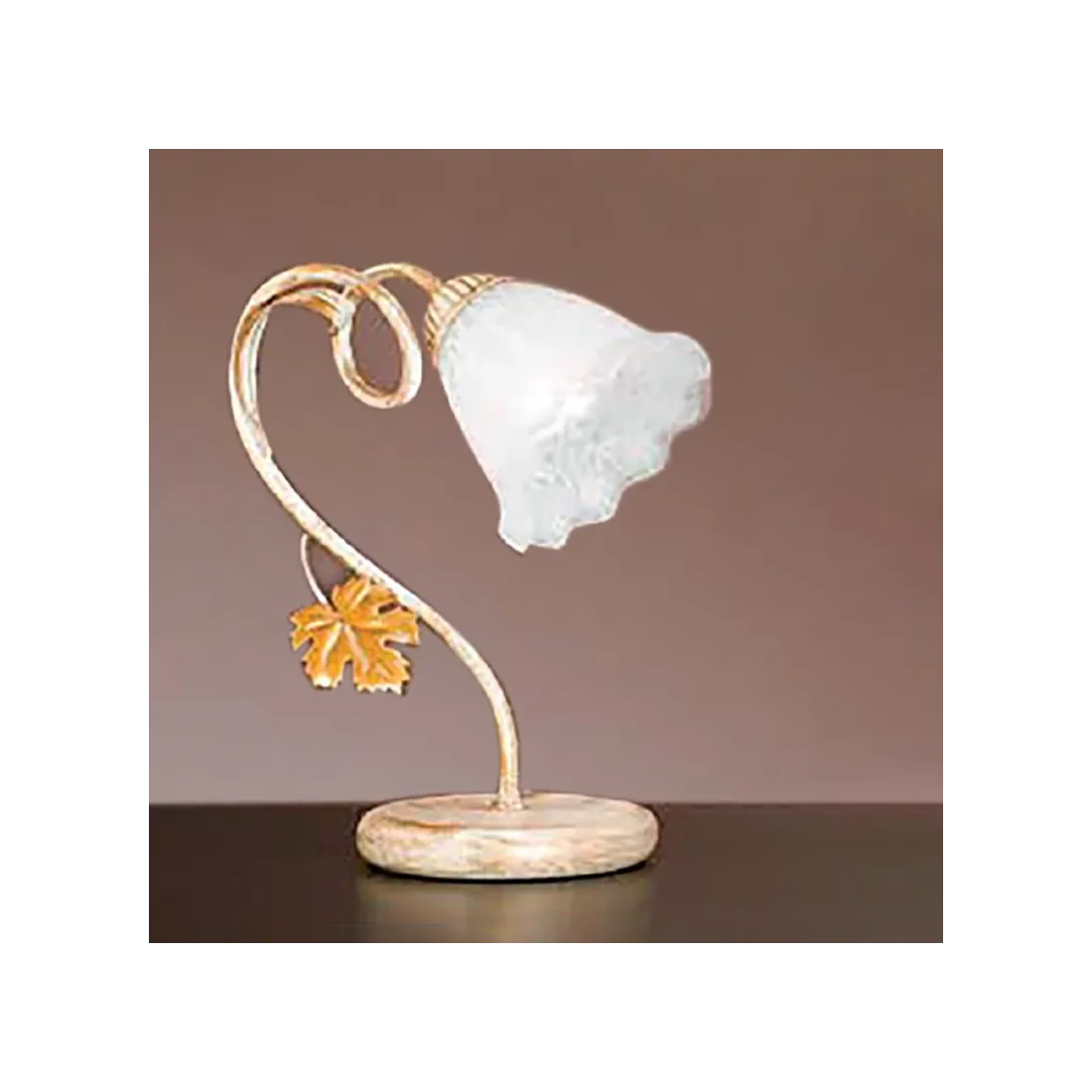 DP-AIDA L E14 abat-jour LED ivoire métal rouille verre fleur lampe de table classique floral intérieur