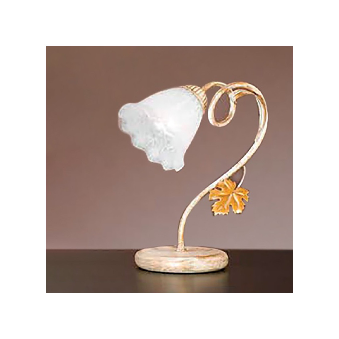 Abat-jour DP-AIDA L E14 LED metallo avorio ruggine vetro fiore lampada tavolo classica floreale interno