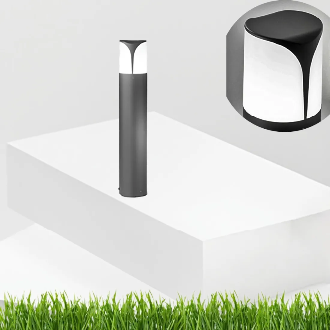 GE-GES731 E27 LED IP44 bollard anthracite gris blanc aluminium lampadaire d'extérieur moderne