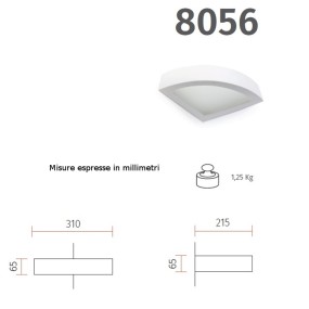 Applique BF-8056 42 E27 LED angolo gesso vetro biemissione lampada parete verniciabile interno IP20