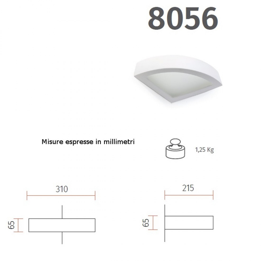 Applique BF-8056 42 E27 LED coin plâtre verre biémission mur intérieur à peindre IP20