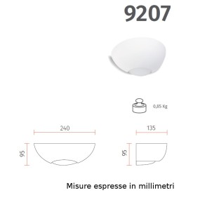 Applique BF-9207 41 E27 LED gesso bianco verniciabile lampada parete biemissione vaschetta interno IP20