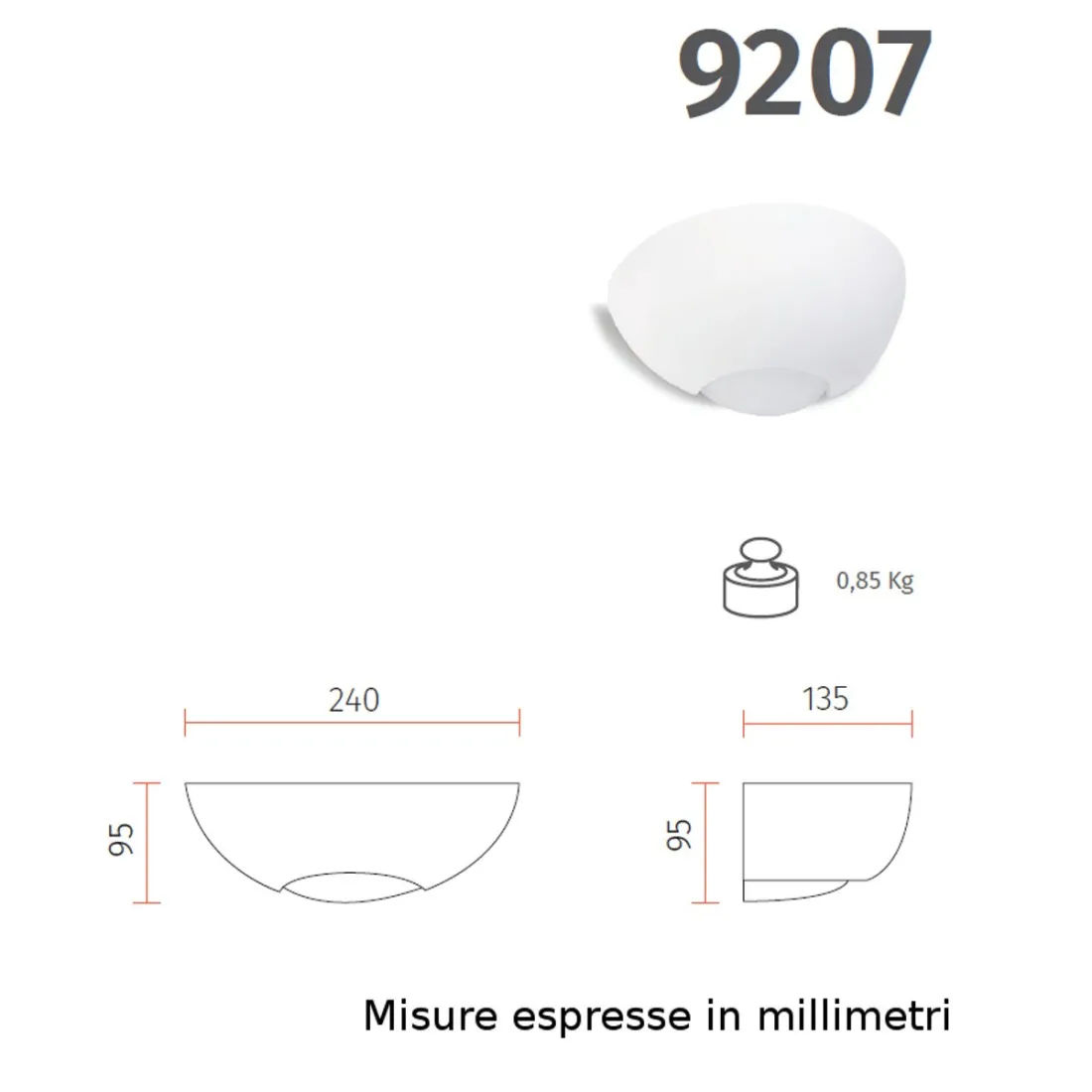 Applique BF-9207 41 E27 LED applique murale en plâtre blanc à peindre biemission plateau interne IP20