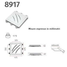 Plafoniera BF-8917 3005 LED 28.5W gesso bianco verniciabile incasso scomparsa soffitto parete cartongesso interno IP20