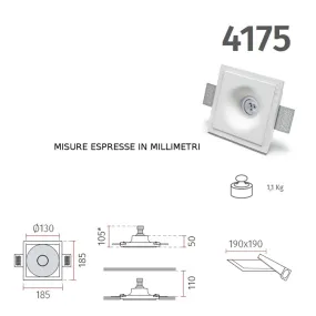 Faretto incasso gesso 9010...