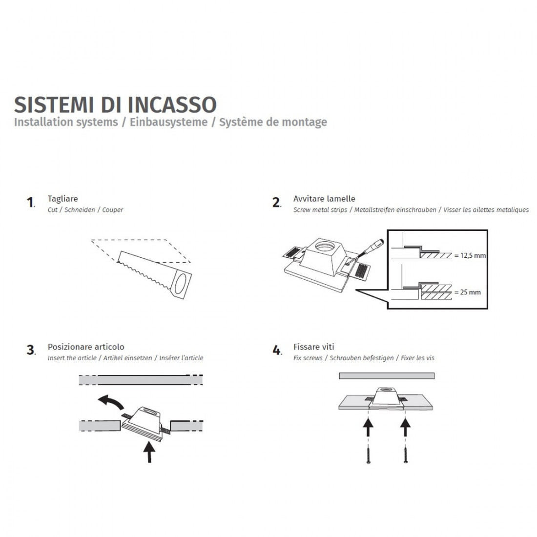 Faretto incasso BF-4175 GU10 led gesso bianco verniciabile quadrato cartongesso muratura interno IP20