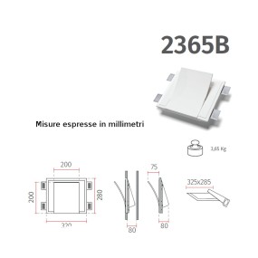 Applique incasso BF-2365B LED 16.5W 2600LM WIRELESS gesso bianco verniciabile cartongesso muro interno IP20