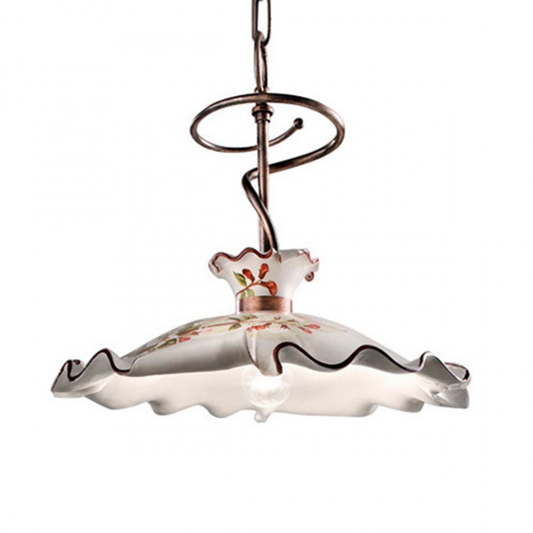 Sospensione FE-MILANO C1127 E27 LED ceramica decorata artigianale rustica classico lampadario interno