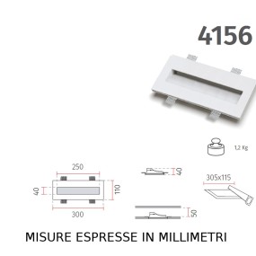 Faretto incasso BF-RETTA 4156 LED 5.5W 500LM WIRELESS gesso bianco verniciabile segnapasso cartongesso muro IP20