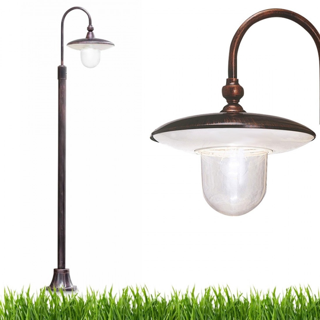 Poteau extérieur FE-LATINA A672 TE E27 LED IP43 décoré en céramique aluminium lampadaire jardin bras classique