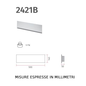 Applique BF-8428 51 R7s LED gesso vaschetta verniciabile monoemissione dimmerabile lampada parete interno IP20