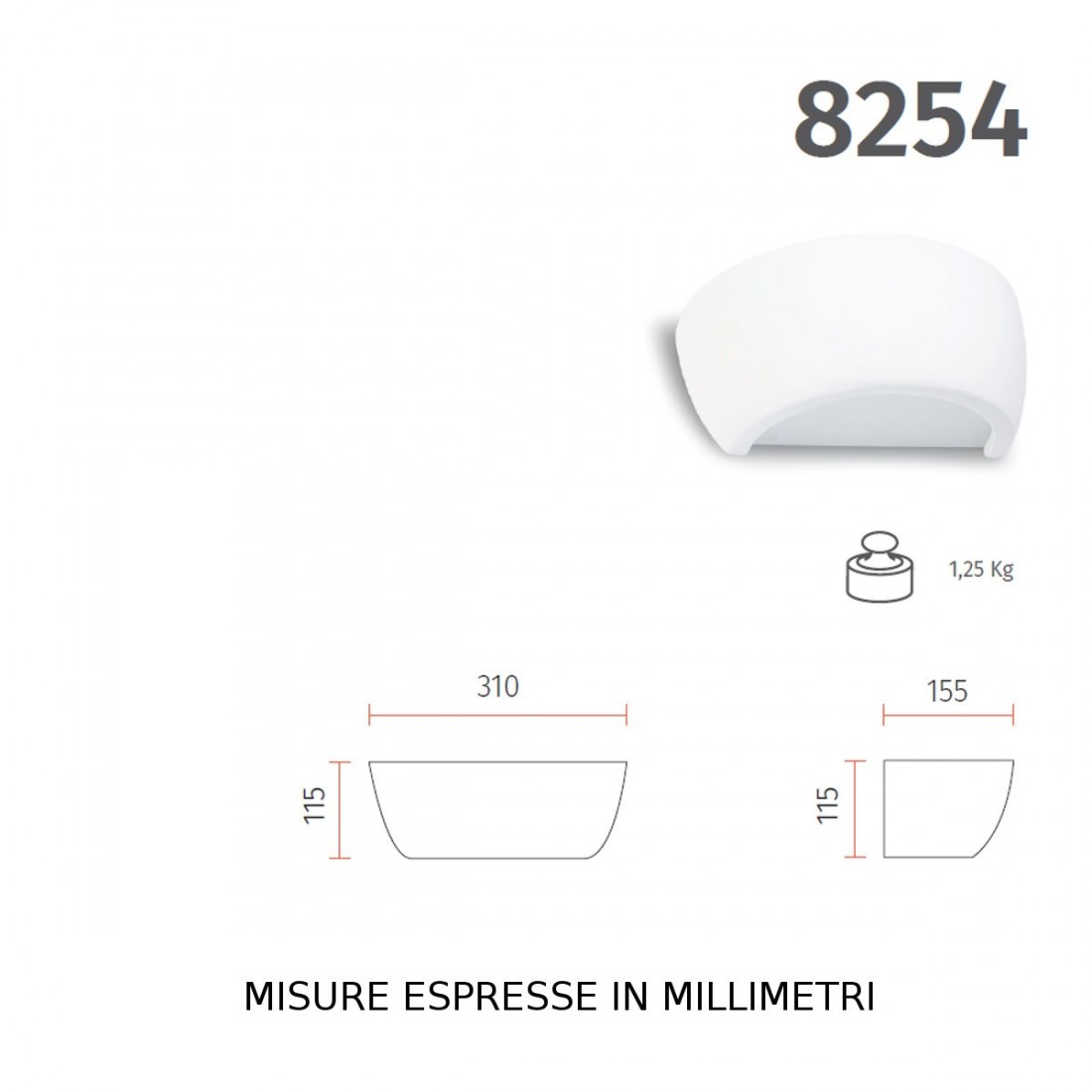 Applique BF-8254 E27 LED gesso bianco biemissione lampada parete vetro dipingere interno IP20