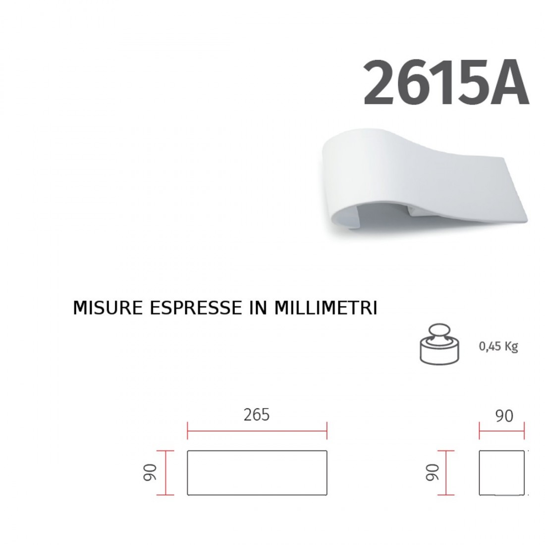 Applique BF-2615A G9 LED gesso bianco verniciabile fascia lampada parete interno IP20