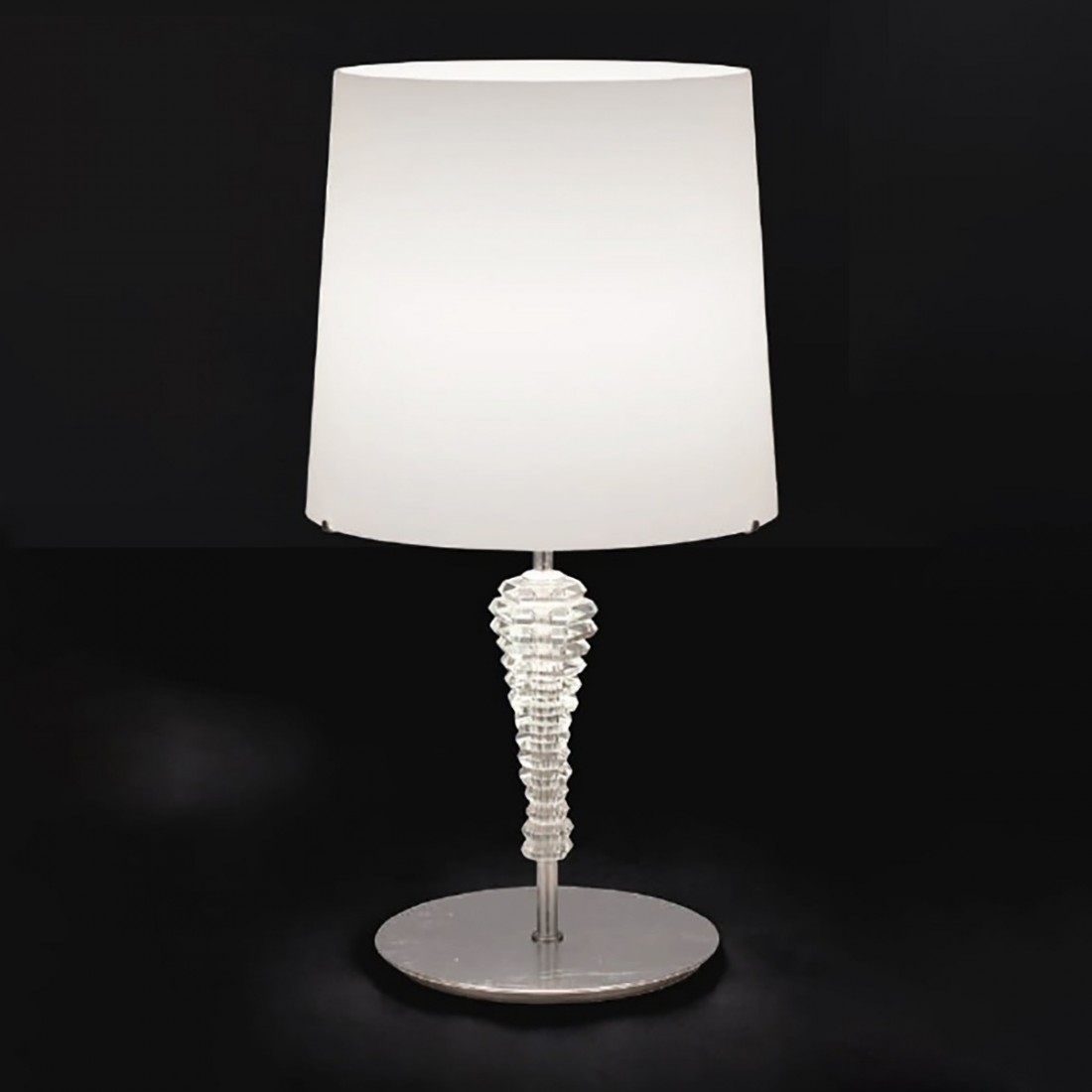 Abat-jour LM-4422 1LT E27 LED 58H vetro soffiato bianco crema cristallo lampada tavolo classica interno